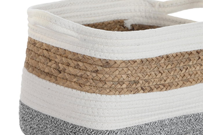 DKD Home Decor Set de 3 Cestas de Fibra y Algodón Blanco y Natural 36x27x27 cm DKD Home Decor Set de 3 Cestas de Fibra y Algodón Blanco y Natural 36x27x27 cm