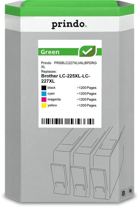 Prindo Value Pack Negro / Cian / Magenta / Amarillo PRSBLC227XLVALBPDRG Green XL Prindo Value Pack Negro / Cian / Magenta / Amarillo PRSBLC227XLVALBPDRG Green XL