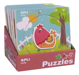Puzle Educativo Apli Kids 5 Piezas Bloques Madera Capas Animales Expositor De 6