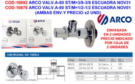 Arco Válvula Llave Escuadra A-80 3/8-3/8