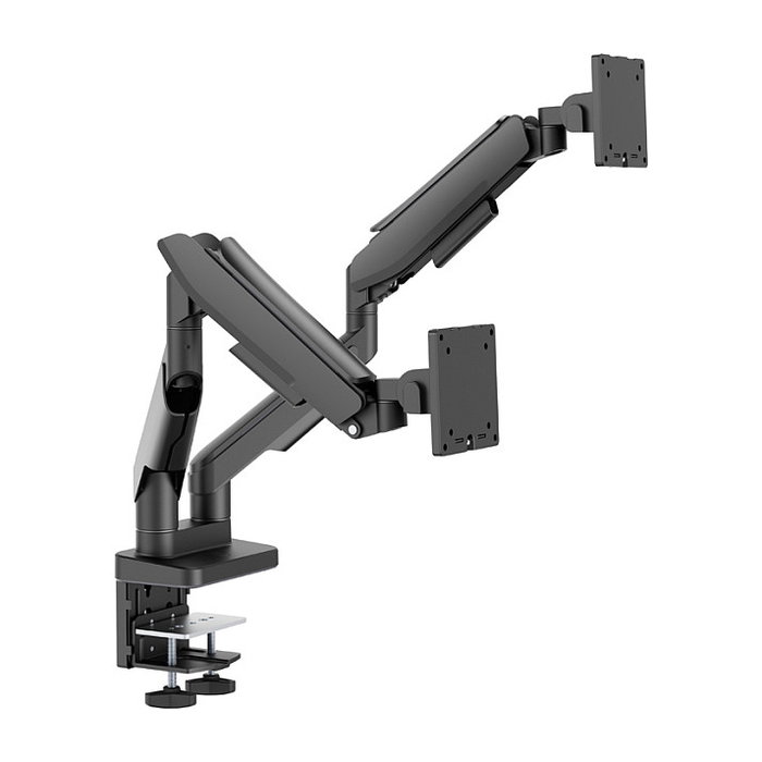 LC-Power Soporte para Monitor LC-EQ-A34B-D FLEXX, Doble Brazo, Abrazadera, VESA 100x100, Hasta 86,4 cm (34") y 40 kg, Negro