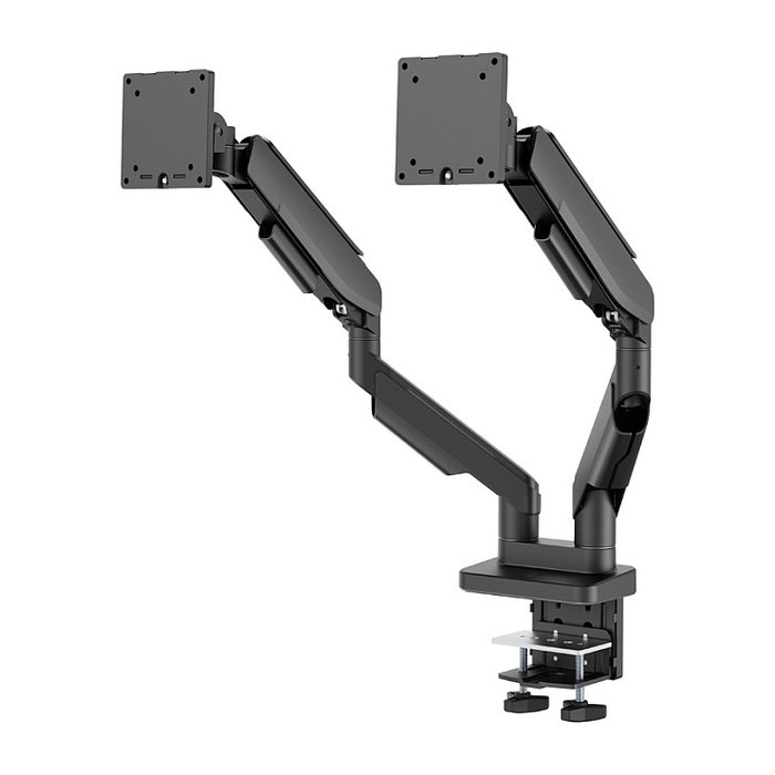 LC-Power Soporte para Monitor LC-EQ-A34B-D FLEXX, Doble Brazo, Abrazadera, VESA 100x100, Hasta 86,4 cm (34") y 40 kg, Negro