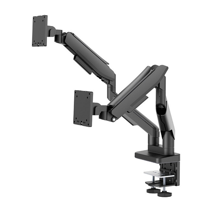 LC-Power Soporte para Monitor LC-EQ-A34B-D FLEXX, Doble Brazo, Abrazadera, VESA 100x100, Hasta 86,4 cm (34") y 40 kg, Negro