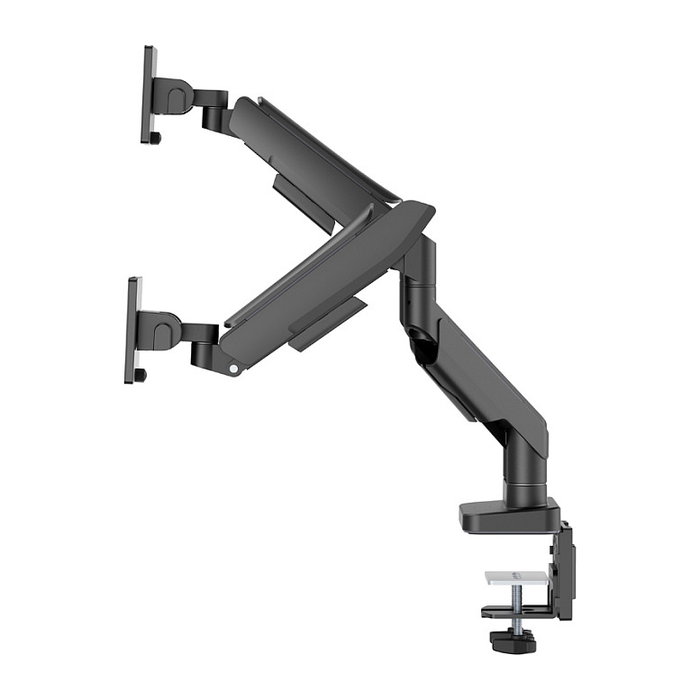 LC-Power Soporte para Monitor LC-EQ-A34B-D FLEXX, Doble Brazo, Abrazadera, VESA 100x100, Hasta 86,4 cm (34") y 40 kg, Negro