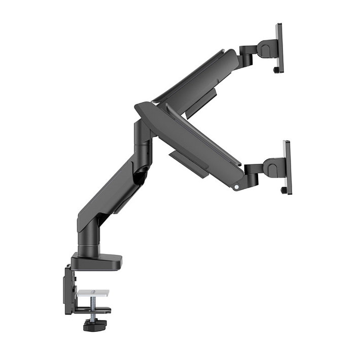 LC-Power Soporte para Monitor LC-EQ-A34B-D FLEXX, Doble Brazo, Abrazadera, VESA 100x100, Hasta 86,4 cm (34") y 40 kg, Negro