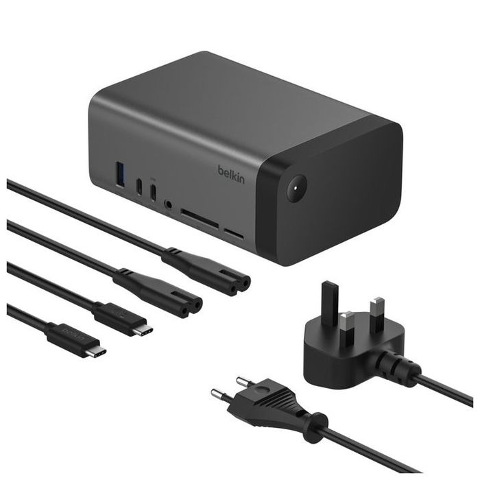 Belkin Connect USB-C 11 en 1 Docking Station 150W, 96W Carga, 2x HDMI 4K, USB-C 10Gbps, Ethernet, Lector SD, Soporta 3 Pantallas y 8K, Gris
