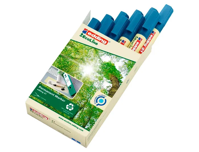 Edding 21 Marcador Permanente Ecoline Azul Punta Redonda 1,5-3 mm Recargable 90% Reciclado Edding 21 Marcador Permanente Ecoline Azul Punta Redonda 1,5-3 mm Recargable 90% Reciclado