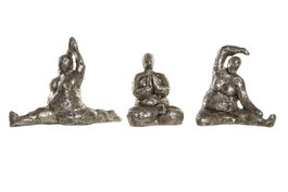 DKD Home Decor Figura Resina Yoga Envejecido Dorado (Pack de 3)