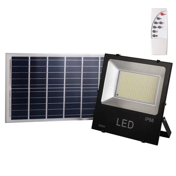 Kit Proyector Solar LED 200W 20000 Lúmenes 6000K con Panel, Batería y Control Remoto, 40000H, Sensor de Luminosidad Kit Proyector Solar LED 200W 20000 Lúmenes 6000K con Panel, Batería y Control Remoto, 40000H, Sensor de Luminosidad