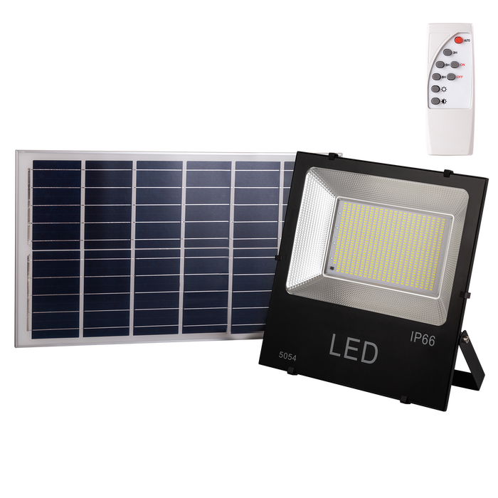 Proyector LED Solar 200W 20.000Lm 6000ºK con Sensor de Luz y Control Remoto + Panel Solar 6V/30W 40.000H