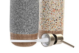 DKD Home Decor Dosificador Gres Plástico Beige Gris 350 ml 6.5 x 18.5 x 6.5 cm (12 Unidades)