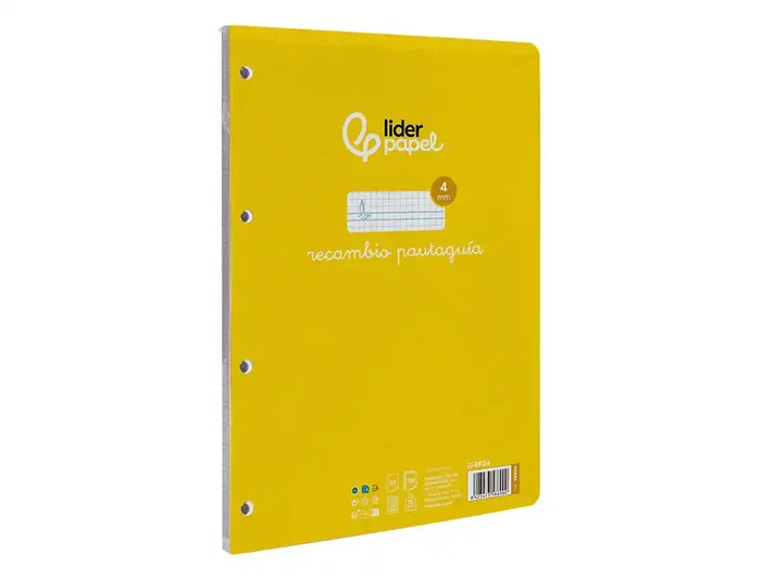 Liderpapel Recambio A4 Pautado Guía 100 Hojas 75gr Cuadriculado Pautado 4mm Con Margen 4 Taladros