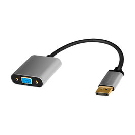 LogiLink Adaptador DisplayPort macho a VGA hembra, 1080p/60Hz, aluminio, negro/gris, 0.15 m