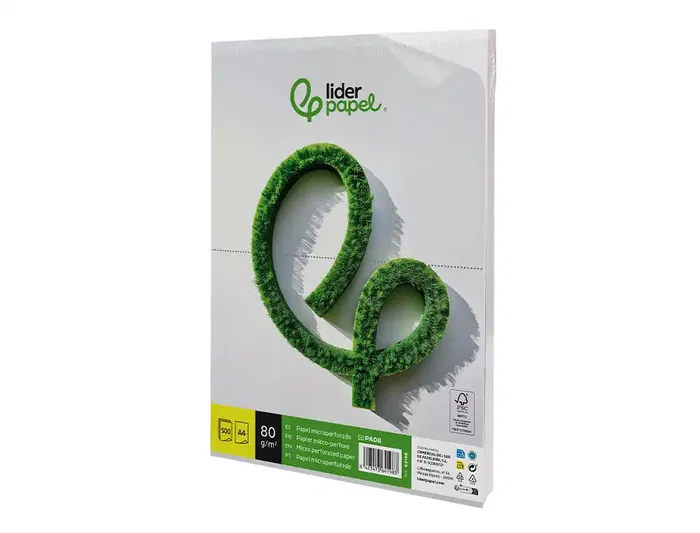 Liderpapel Papel Multifuncion A4 80g/m2 Microperforado Liso Blanco Paquete 500 Hojas Liderpapel Papel Multifuncion A4 80g/m2 Microperforado Liso Blanco Paquete 500 Hojas