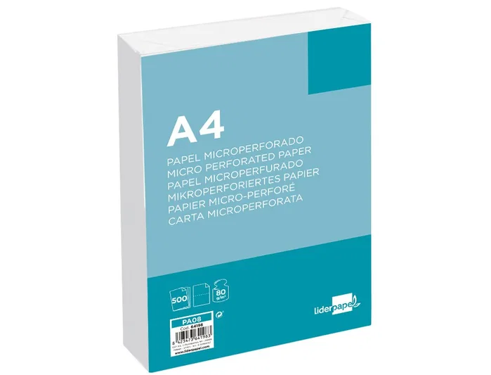 Liderpapel Papel A4 80g/m² microperforado en dos partes iguales, 500 hojas