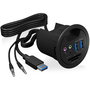 ICY BOX IB-HUB1404A Hub de escritorio con 2 lectores de tarjetas, puertos de audio, función de carga USB y LED indicadores, Negro