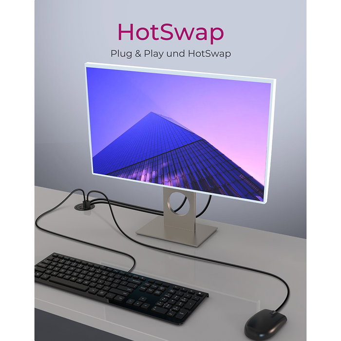 ICY BOX IB-HUB1404A Hub de escritorio con 2 lectores de tarjetas, puertos de audio, función de carga USB y LED indicadores, Negro