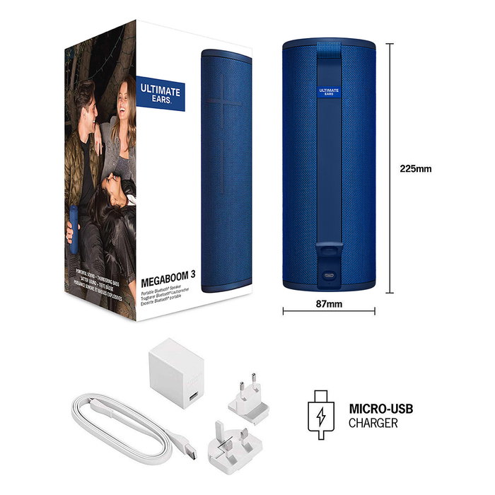Ultimate Ears MEGABOOM 3 Altavoz Bluetooth Portátil Estéreo - Azul Lagoon - Resistente al Agua IP67 - 20h de Autonomía