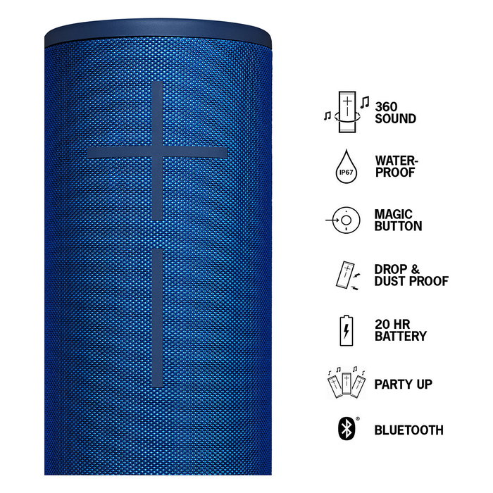 Ultimate Ears MEGABOOM 3 Altavoz Bluetooth Portátil Estéreo - Azul Lagoon - Resistente al Agua IP67 - 20h de Autonomía