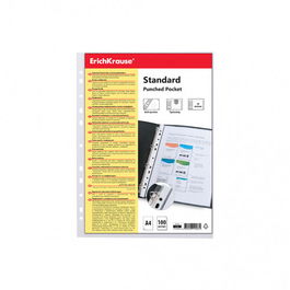 Erich Krause Set 100 Fundas Multitaladros Fizzy Clear 67330 A4 Transparente 30 mcm