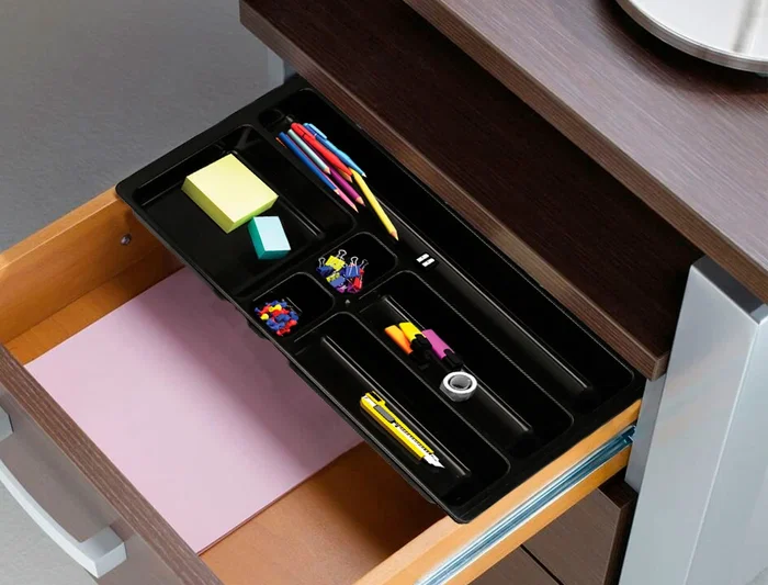 Q-connect Bandeja Organizadora de Cajones, Negro, 344x160x33 mm