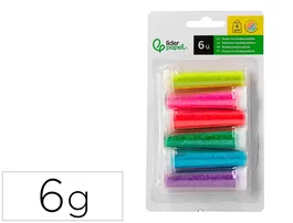 Liderpapel Purpurina Biodegradable Colores Metálicos Pastel Surtidos Blíster de 6 Unidades