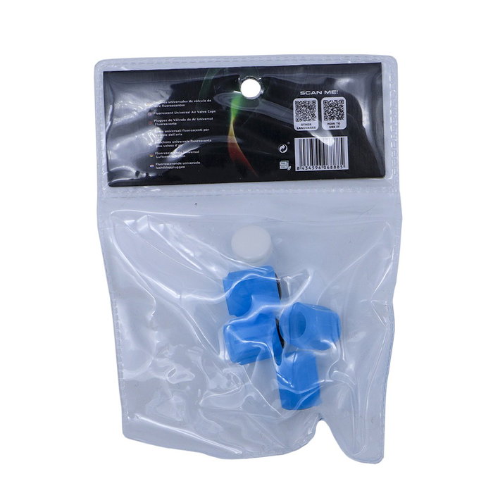 OCC Sport Tapones de Válvula Led Azul Fluorescente OCCLEV004, Set de 4 Unidades en ABS para Personalización de Ruedas