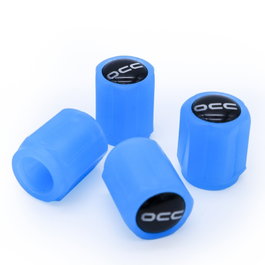 OCC Sport Tapones de Válvula Led Azul Fluorescente OCCLEV004, Set de 4 Unidades en ABS para Personalización de Ruedas