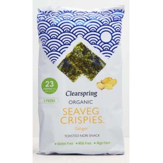 Clearspring Alga Nori Snack con Jengibre Multipack 5 Unidades x 4g - Orgánico, Sin Gluten, Vegano