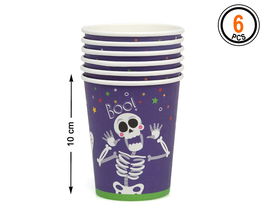 Vasos Halloween De Cartón 6 Unidades Diseño Esqueletos Fiesta Infantil