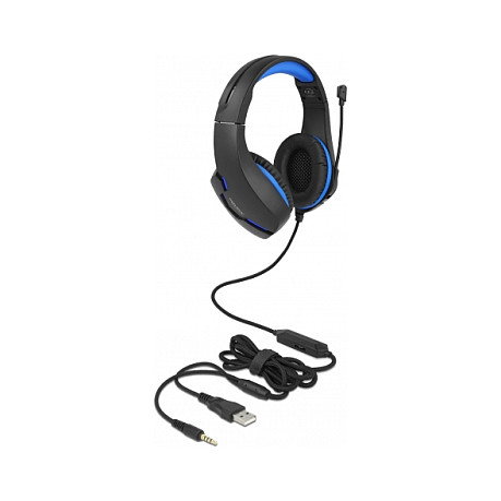 DeLOCK Gaming Headset con luz LED azul y conector de 3,5 mm DeLOCK Gaming Headset con luz LED azul y conector de 3,5 mm