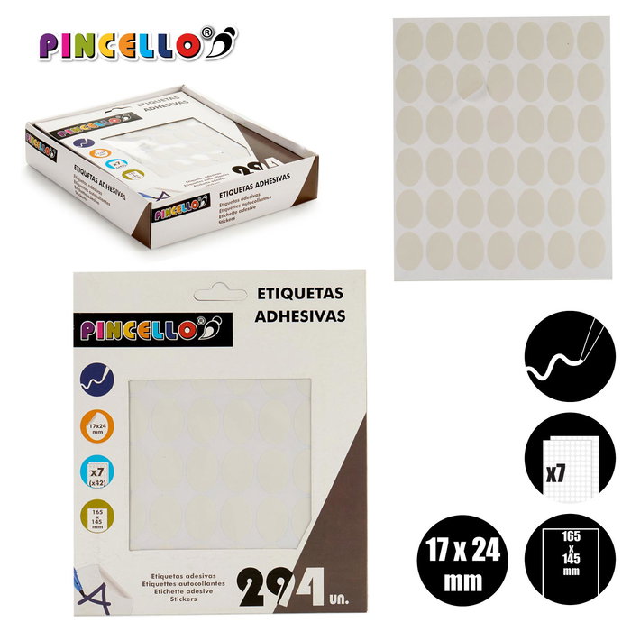 Pincello Etiquetas Adhesivas Ovaladas 17x24 mm 7 Páginas (Set de 120)