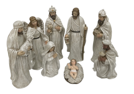 DKD Home Decor Set de Nacimiento de 8 Piezas en Resina Blanco