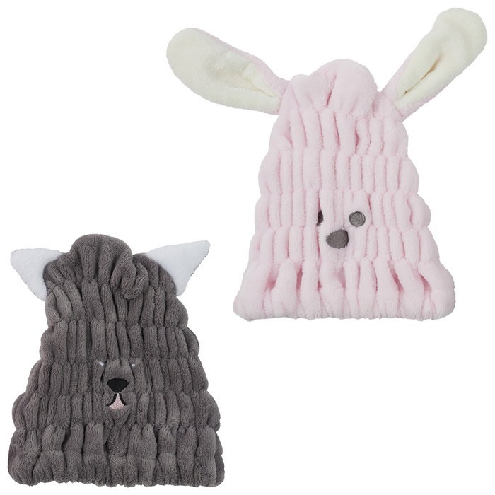 Cosmetic Club Gorro Secar Cabello Microfibra Superabsorbente Talla Única 30x25 cm Modelos Surtidos Gato Conejo Cosmetic Club Gorro Secar Cabello Microfibra Superabsorbente Talla Única 30x25 cm Modelos Surtidos Gato Conejo