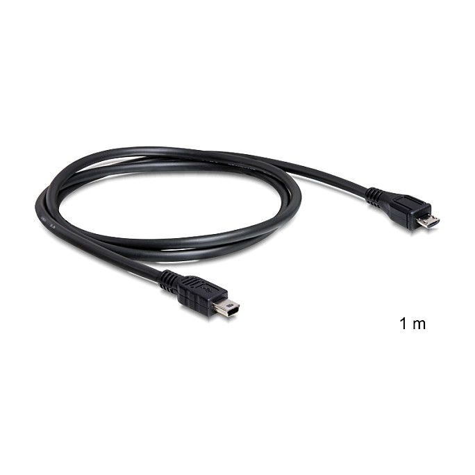 DeLOCK Cable USB 2.0, 1 m, Macho Micro-USB B a Macho Mini-USB B, Negro, Transferencia hasta 480 Mbit/s