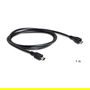 DeLOCK Cable USB 2.0, 1 m, Macho Micro-USB B a Macho Mini-USB B, Negro, Transferencia hasta 480 Mbit/s