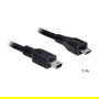 DeLOCK Cable USB 2.0, 1 m, Macho Micro-USB B a Macho Mini-USB B, Negro, Transferencia hasta 480 Mbit/s