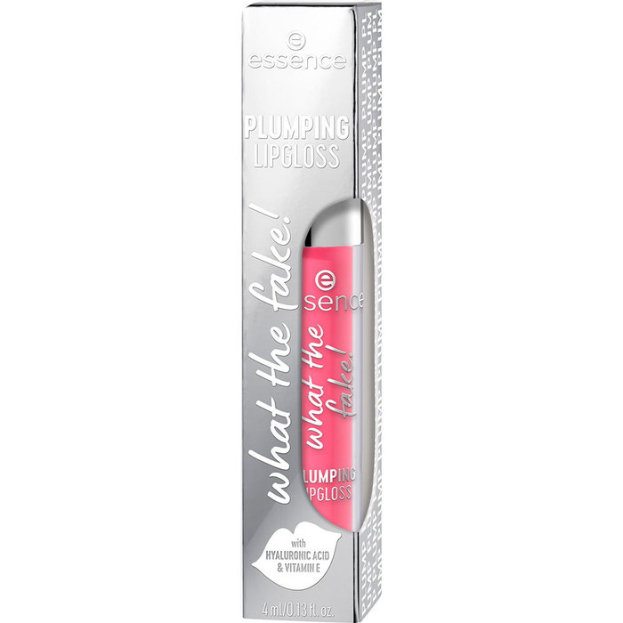 Essence WHAT THE FAKE! Brillo de labios voluminizador, #102-Pink About It, 4 ml, con ácido hialurónico y vitamina E, efecto volumizador e hidratante, sin microplásticos