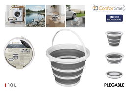 Confortime Cubo Plegable de Plástico 10 Litros 33x33x24.5 cm (12 Unidades)