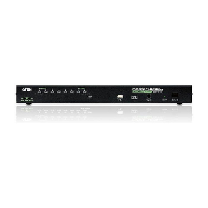ATEN KVM Over IP Switch 8 Puertos USB y PS/2 VGA para 128 Computadoras con Consola Local/Remota, Acceso para 32 Usuarios, Resolucion 2048 x 1536 QXGA, Montaje Rack 1U, Negro, CN8600