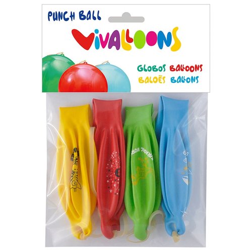 VIVALLOONS Globos Punch Ball Mini Diseños Surtidos Bolsa 4 VIVALLOONS Globos Punch Ball Mini Diseños Surtidos Bolsa 4