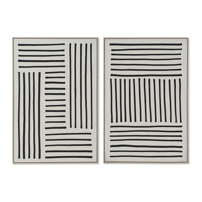 DKD Home Decor Cuadros Lienzo con Acabado 3D de Líneas, Pack de 2 DKD Home Decor Cuadros Lienzo con Acabado 3D de Líneas, Pack de 2