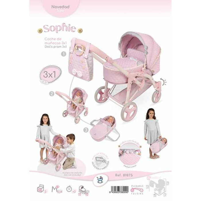 Decuevas Coche de Muñeca 3x1 Plegable Sophie para muñecas de hasta 48 cm Decuevas Coche de Muñeca 3x1 Plegable Sophie para muñecas de hasta 48 cm