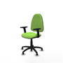 Silla de oficina Algarra con mecanismo Contacto permanente básico tapizada con Tela color Pistacho. Equipada con Base poliamida negra, Brazos 2Dy Topes