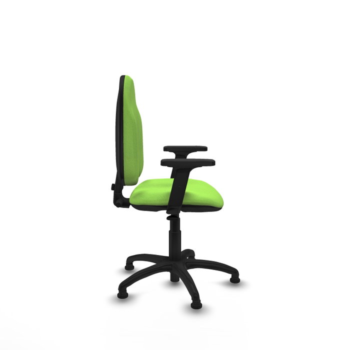 Silla de oficina Algarra con mecanismo Contacto permanente básico tapizada con Tela color Pistacho. Equipada con Base poliamida negra, Brazos 2Dy Topes Silla de oficina Algarra con mecanismo Contacto permanente básico tapizada con Tela color Pistacho. Equipada con Base poliamida negra, Brazos 2Dy Topes