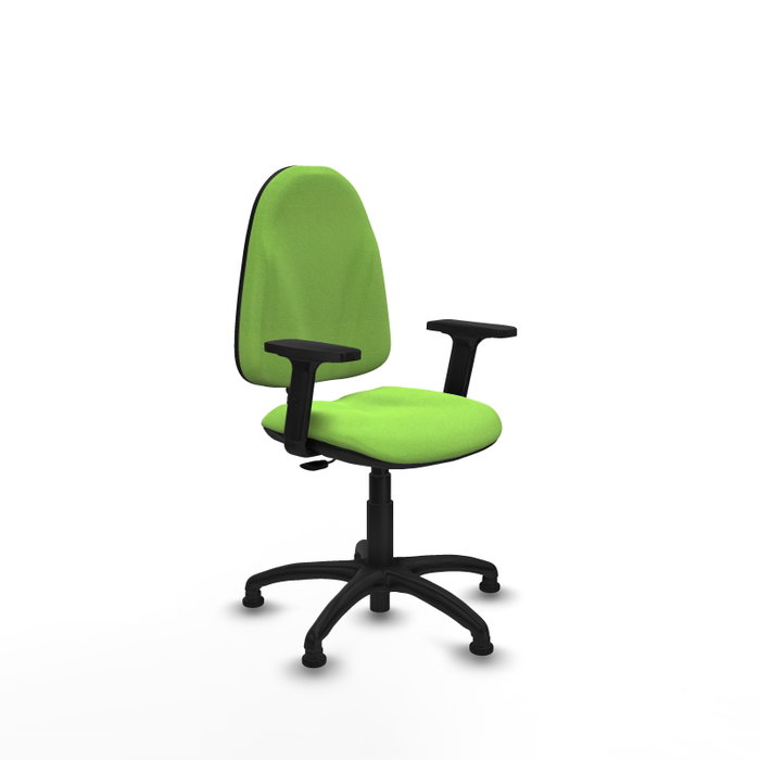 Silla de oficina Algarra con mecanismo Contacto permanente básico tapizada con Tela color Pistacho. Equipada con Base poliamida negra, Brazos 2Dy Topes Silla de oficina Algarra con mecanismo Contacto permanente básico tapizada con Tela color Pistacho. Equipada con Base poliamida negra, Brazos 2Dy Topes