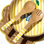 Home Deco Factory Dolce Vita Juego De 2 Cubiertos De Servir, Mangos Amarillos