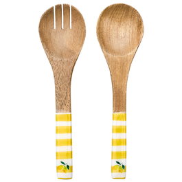 Home Deco Factory Dolce Vita Juego De 2 Cubiertos De Servir, Mangos Amarillos