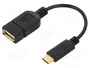 DeLOCK Adaptador USB 2.0 A - C Macho/Hembra 15 cm Negro