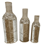 DKD Home Decor Set de 3 Jarrones de Fibra y Metal Marrón Natural